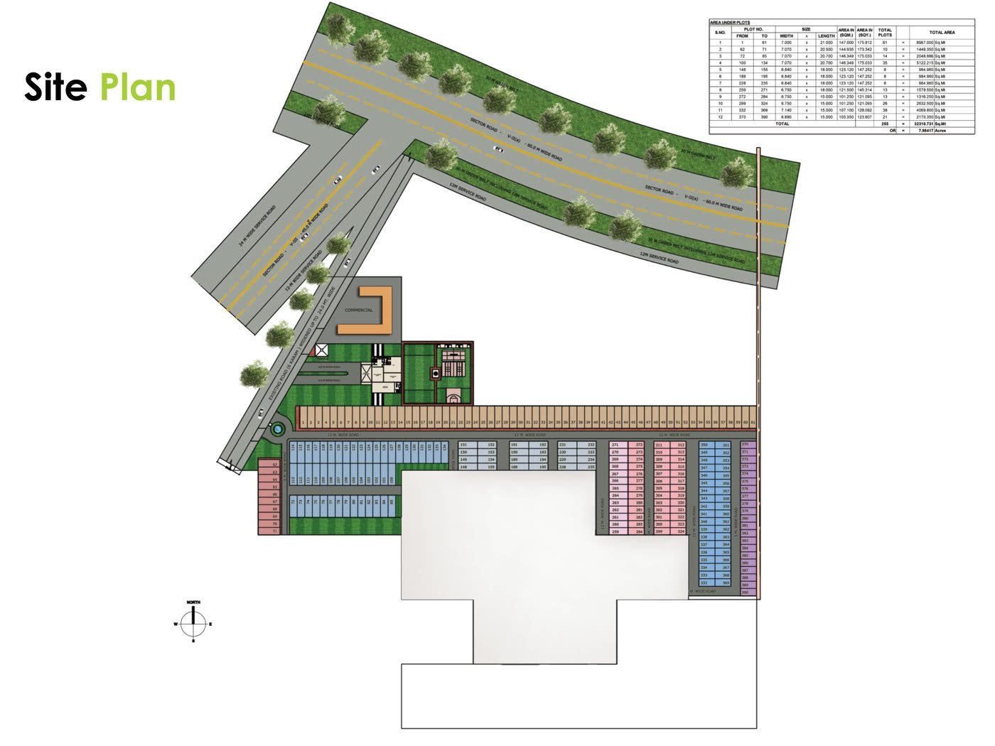 Riverwood Estate site plan showing residential plot layout, sector roads, and green belts in Kharkhoda, Sonipat
